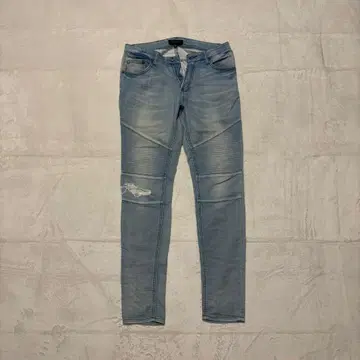 [디바이너] (S) 데미지 진 데님 팬츠 인디고 가죽