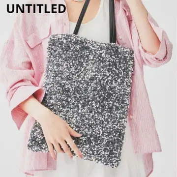 UNTITLED 부드러운 A4 사이즈 대응 스팽글 토트백 실버