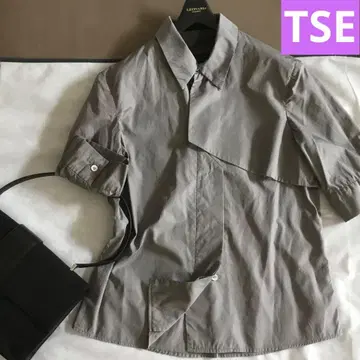 TSE 비대칭 그레이 반팔 셔츠 고급 이탈리아제 더운 가을 익명 포함