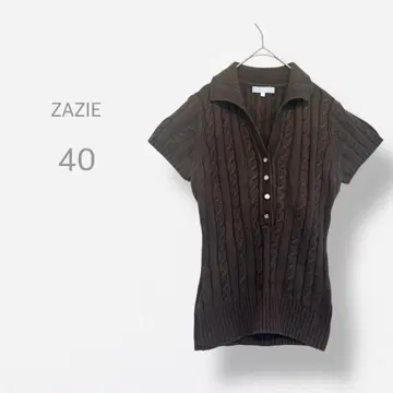 [ ZAZIE ] 케이블 니트 반팔 헨리넥 워셔블 아름다운 실루엣 슬림
