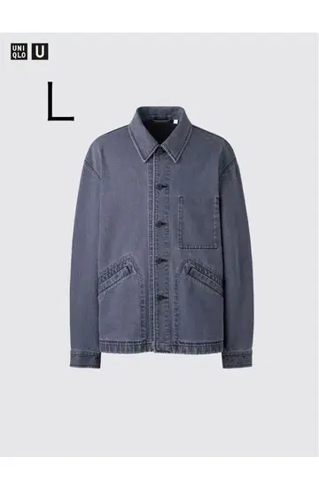 유니클로 U 오버 사이즈 컬러 데님 자켓 그레이 L