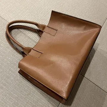 브라운 합성 피혁 토트백 대용량