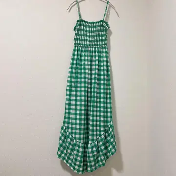 깅엄 체크 롱 원피스 S