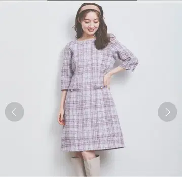 LAISSE PASSE 체크 무늬 무릎 기장 원피스
