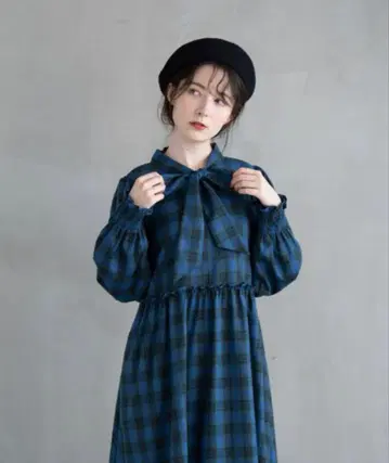 idem 체크 리본 A라인 원피스