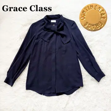 Grace class 그레이스 클래스 보타이 블라우스 핀턱 골드 버튼