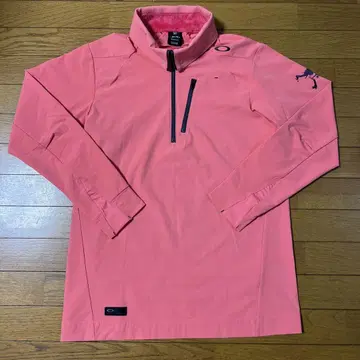 새상품급 오클리 골프 카라 부착 블루종 살몬 핑크 하프 지퍼 XL