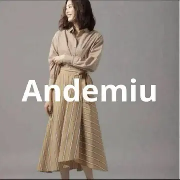 Andemiu 셔츠 원피스 스트라이프 베이지
