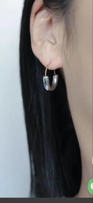 [미사용] ebine Lock Hoop Pierce 후프 귀걸이 바이컬러