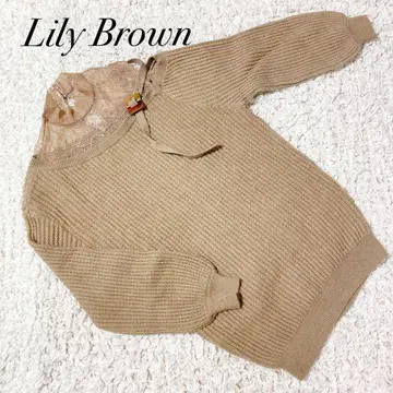 릴리 브라운 Lily Brown.*레이스 절개 원숄더 니트 스웨터