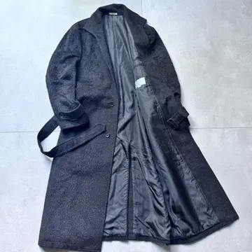 컨디션 최상 스릴 알파카 멘티노라스 체스터 코트 롱 벨트 블랙