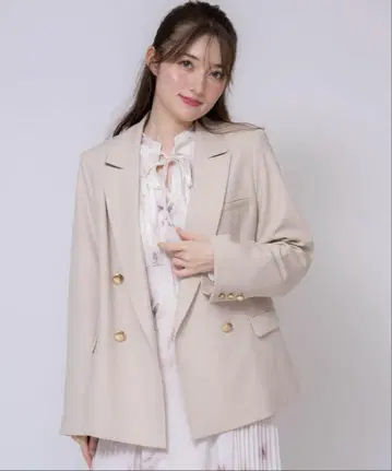 NOELA 골드 버튼 더블 자켓 베이지 S