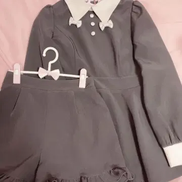 pium 리본 칼라 긴팔 셋업 블랙