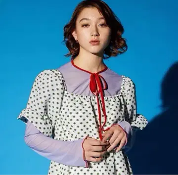 EAUSEENON 오우시난 시어 블라우스 리본 시어 블라우스