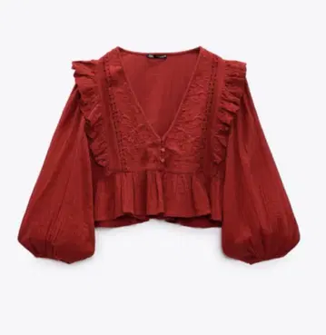 ZARA 프릴 긴팔 블라우스