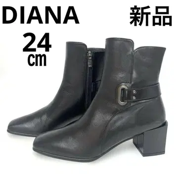 다이애나 가죽 부츠 사이드 지퍼 벨트 24cm 블랙