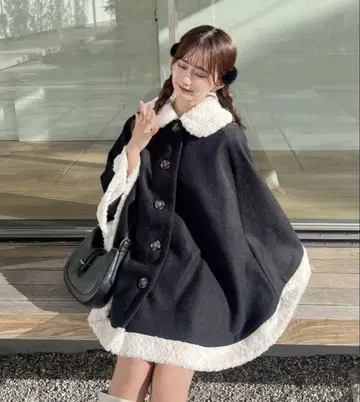 아카챠스 apresjour 인조 모피 판초 블랙