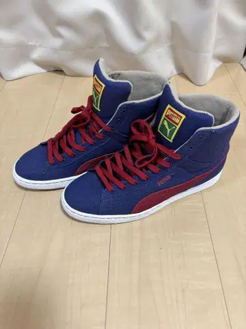 PUMA 하이컷 스니커즈 네이비/레드
