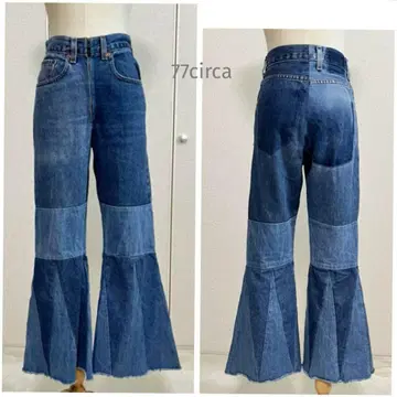 77circa 데님 플레어 데님 리메이크 데님