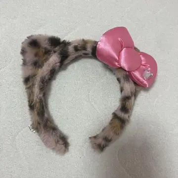 레오파드 무늬 리본 머리띠