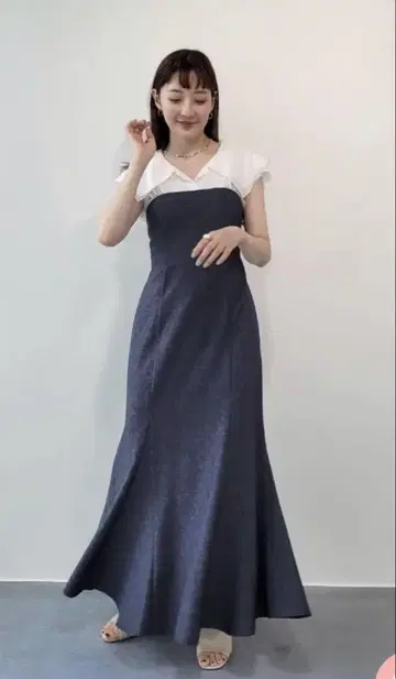 [ 새상품급 클리닝 완료 ] 코코딜 세일러 카라 도킹 머메이드 원피스