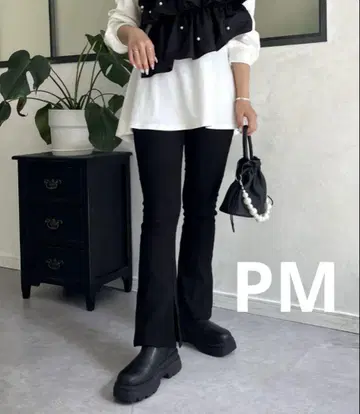 프로즈 베일 안쪽 미세 기모 슈퍼 스트레치 슬릿 팬츠