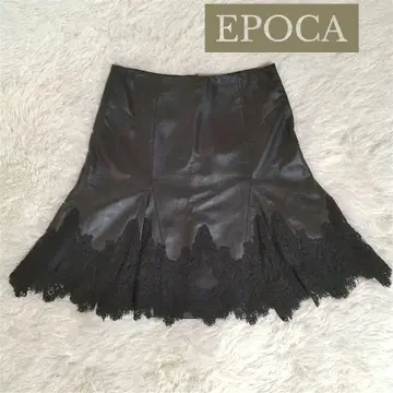 컨디션 최상 EPOCA 양가죽 레이스 L 사이즈 도킹 스커트 플레어 블랙