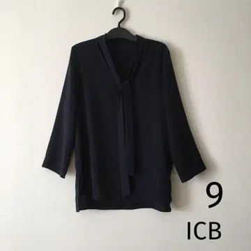 ICB [세탁 가능] 보타이 조젯 블라우스 네이비