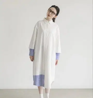 스트라이프 레이어드 셔츠 원피스 idem