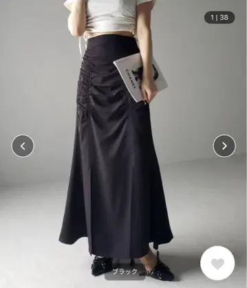 프론트 셔링 슬릿 롱 머메이드 스커트