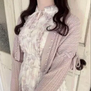 evelyn 라메 프릴 꽃무늬 OP 핑크 롱Ver