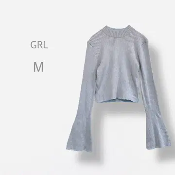 [ GRL ] 모크넥 리브 니트 플레어 슬리브 라메 광택감 소프트 내추럴