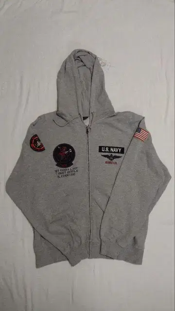 AVIREX TOP GUN 탑건 지퍼 후드티 그레이 XL