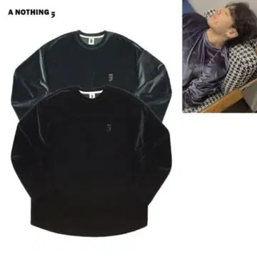 BTS 정국 착용 A NOTHING 드롭 숄더 벨벳 티셔츠