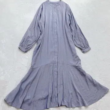 플라스테 헴 플레어 셔츠 원피스 [ M ] 긴팔 밴드 카라 페티코트 포함