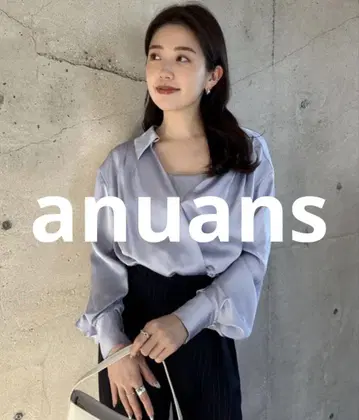 거의 미사용 anuans 긴팔 블라우스 MEDIUM 색스 블루 여성용