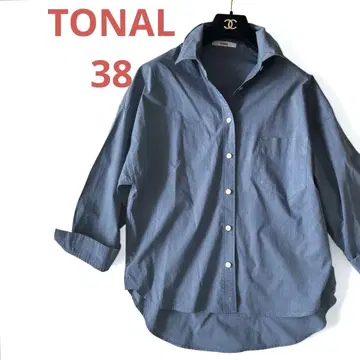 [TONAL 토널 38] 드롭 숄더 셔츠 블라우스 옷깃 와이어 블루 계열
