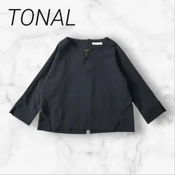 TONAL 토널 액세서리 포함 블라우스 7부 소매 네이비
