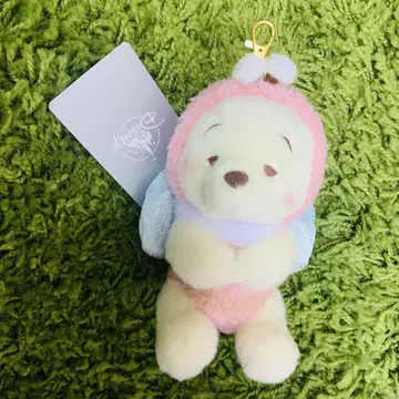디즈니 스토어 푸우 봉제 인형 키체인 꿀벌 핑크 한정판