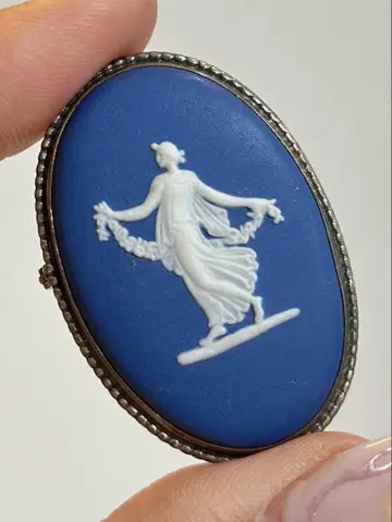 [ 앤티크 인기 ] WEDGWOOD 타원형 재스퍼 브로치