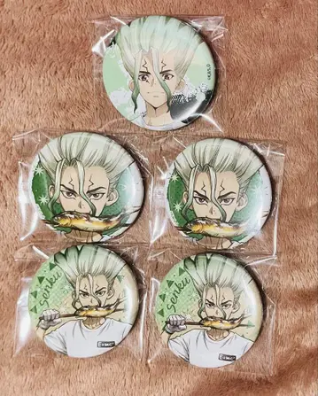 Dr.STONE 이시가미 센쿠 캔뱃지 푸치 복권 5종 세트 미사용 새상품