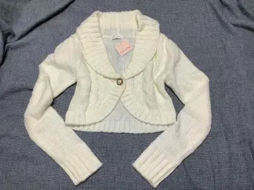LIZ LISA 케이블 니트 볼레로 가디건 화이트 복슬복슬