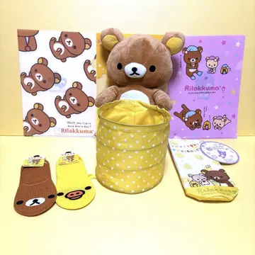 리락쿠마 바스켓 봉제 인형과 양말 2종 보틀 케이스 세트