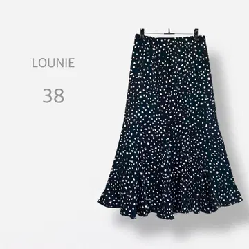 [LOUNIE] 쉬폰 롱 플레어 스커트 랜덤 도트 럭셔리 올 패턴