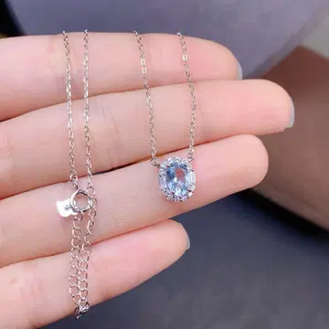 천연 아쿠아 마린 목걸이 ( 약 5 x 7mm )