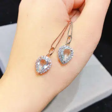 천연 아쿠아 마린 드롭 펜던트 ( 약 7 x 10mm )