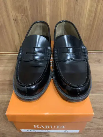 HARUTA 906 3E 24.0cm 블랙 로퍼 일본제 천연 가죽