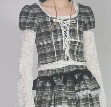 lilLilly 체크 레이스 상의