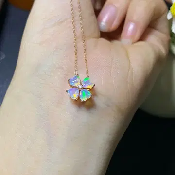 천연 오팔 벚꽃 목걸이