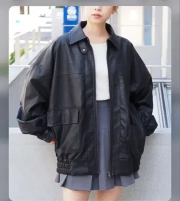 tiptop [빈티지 가공] 빅숏 인조 가죽 블루종